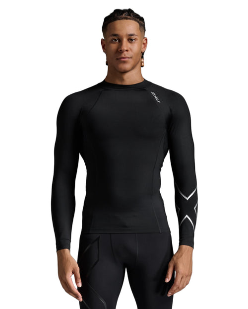 2XU Mens Ignition Comp Long Sleeve Small Black/Silver
